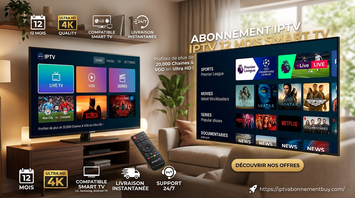 Abonnement iptv 12 mois smart tv - Activation 4K Ultra HD France